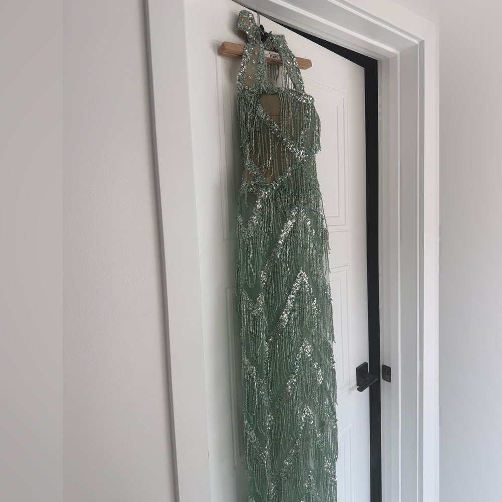 ALBINA DYLA- LUXURY Green Fringe Dress - Picture 2 of 9